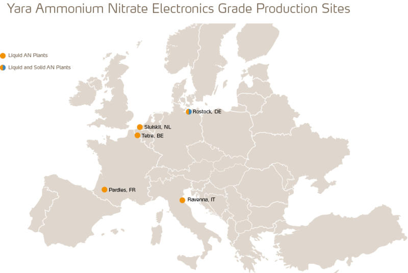 Ammonium Nitrates Electronics Grade manufacturing plants