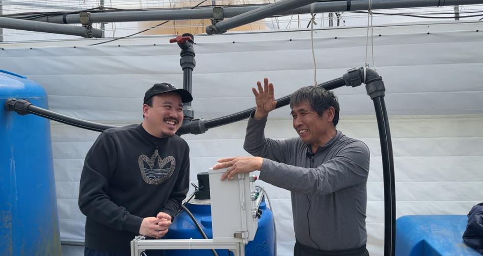 Korean farmers applying fertigation