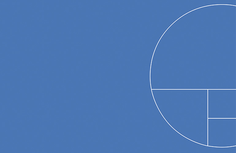 White circle on blue background